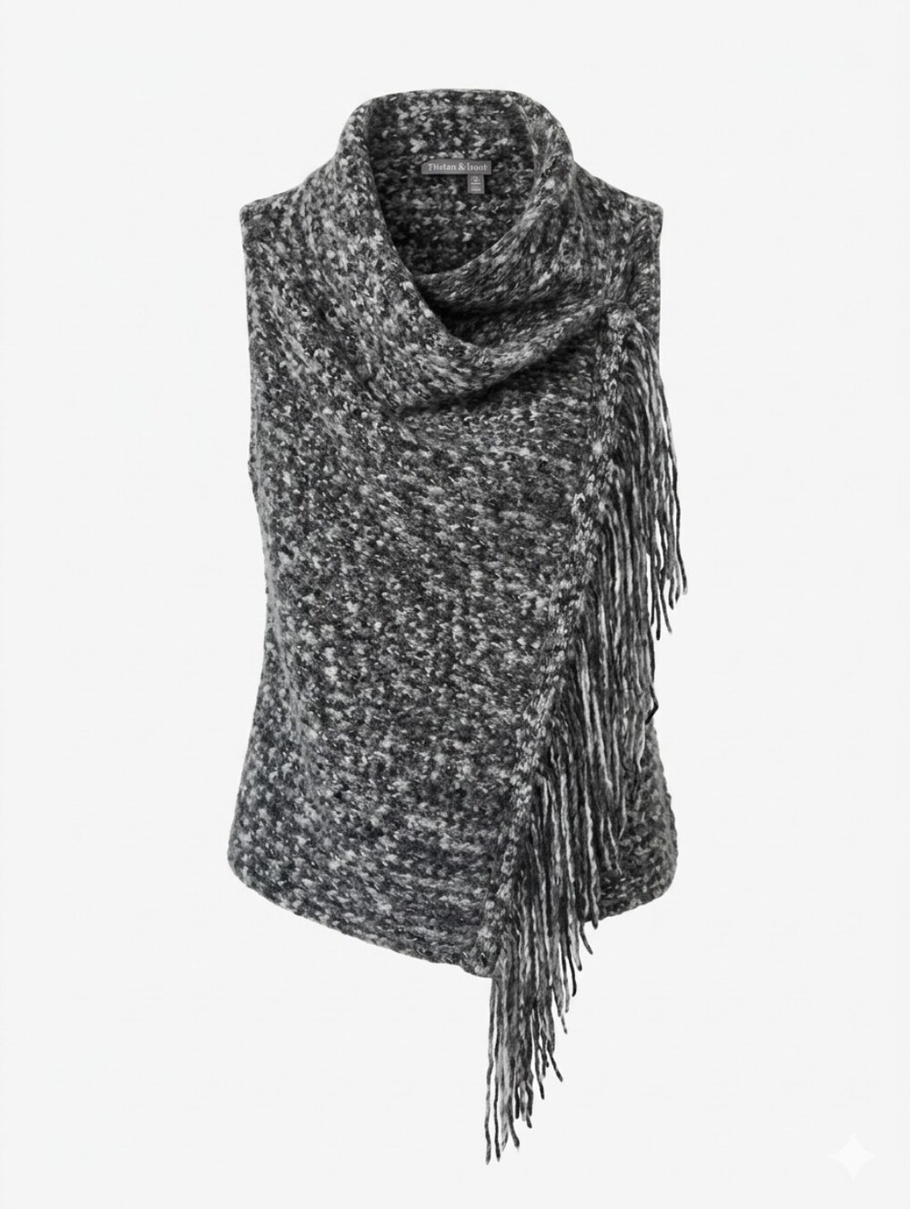 Tristan&Iseut Vintage Fringe Detail Sleeveless Cowl Neck Sweater Vest Sz Medium